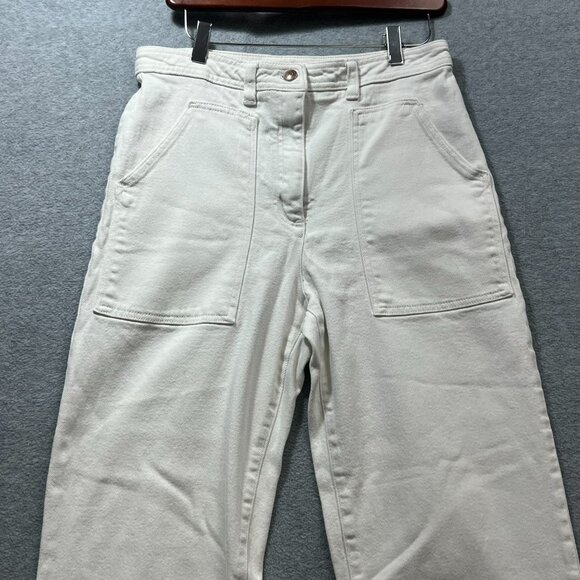 Wilfred Free Sz 10 White High Waist Wide Leg Straight Denim Jeans - Picture 2 of 15